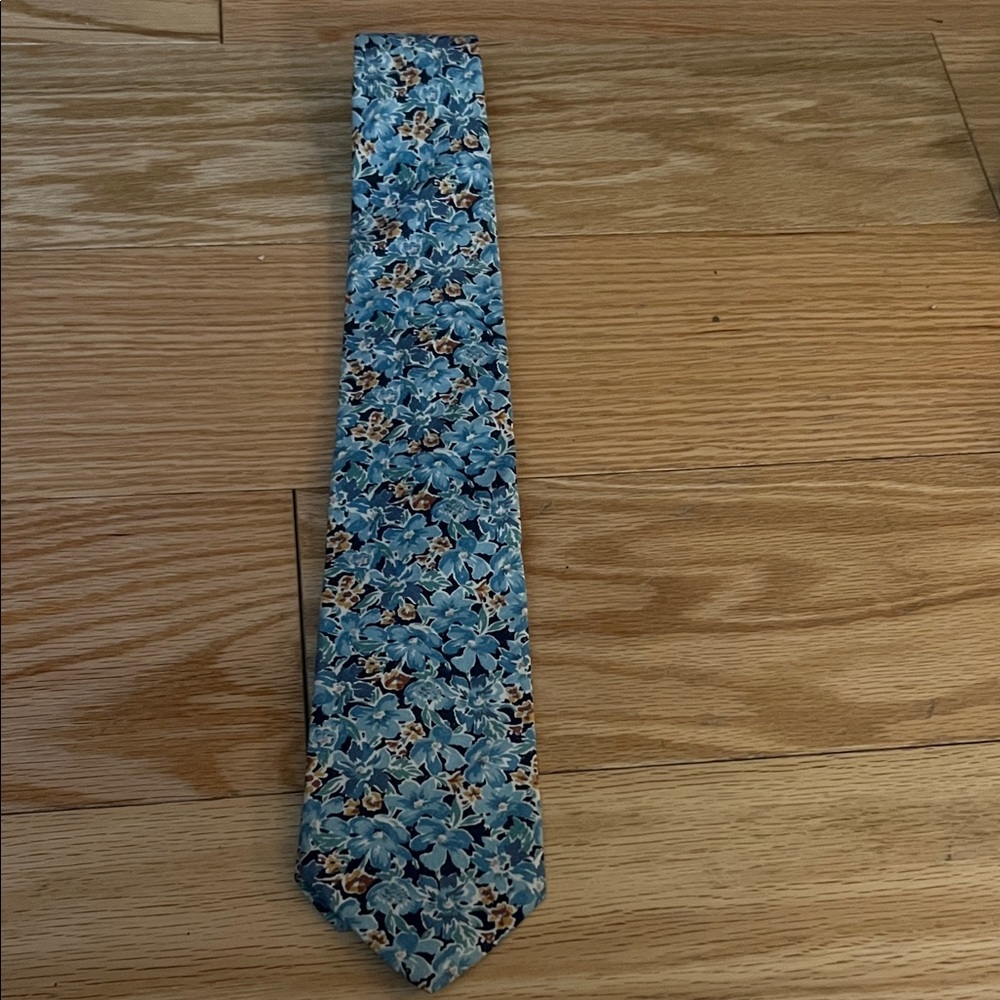 Vintage liberty of London floral cotton necktie blue multi